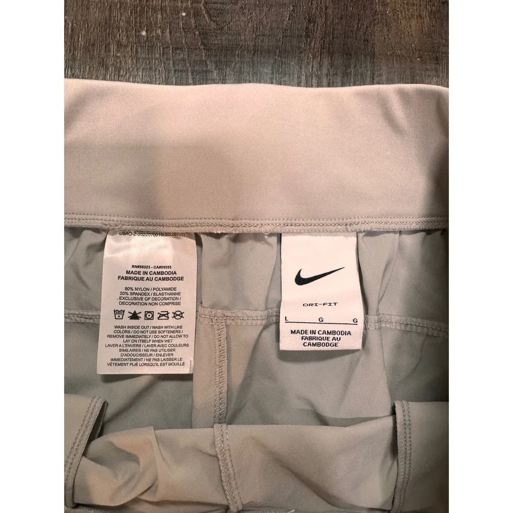 Nike Dri-FIT Womens High Rise Joggers Light Gray Tapered Athletic Pants Large